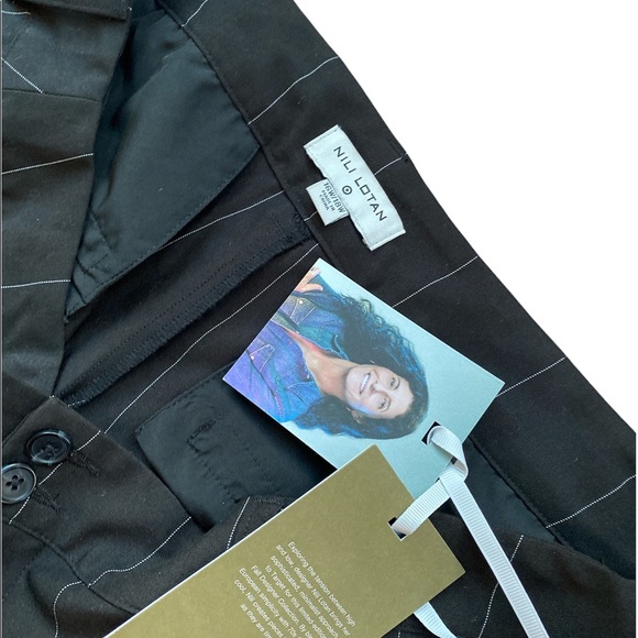 NWT Nili Lotan x Target women’s pinstripe black wide leg trousers 16W/18W - Picture 5 of 7